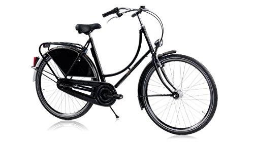 Vélos de villes : Tulipbikes Hollander, Le vélo Hollandais Original et Unique, Noir Brillant, 3 Vitesses Shimano, Hauteur de Cadre 50cm