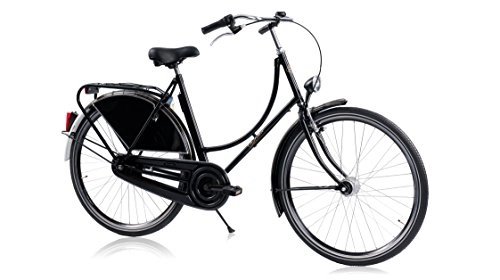 Vélos de villes : Tulipbikes Hollander, Le vélo Hollandais Original et Unique, Noir Brillant, monovitesse, Hauteur de Cadre 50cm