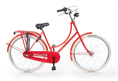 Vélos de villes : Tulipbikes, Le vélo Hollandais Original et Unique Tulip 2", Rouge, 3 Vitesses Shimano, Hauteur de Cadre 50cm