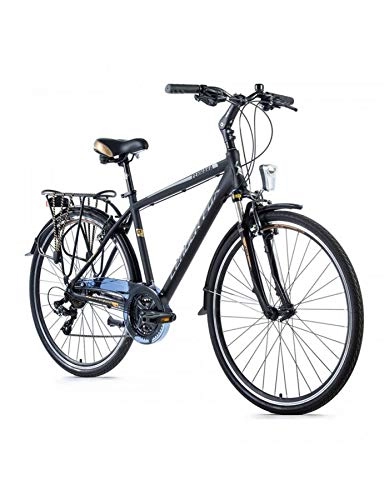 Vélos de villes : Velo City Bike 28 Leader Fox Ferrara alu Homme 7 Vitesses Hauteur Cadre 48 cm Noir Mat