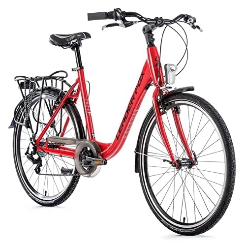 Vélos de villes : Velo musculaire city bike 26 leader fox domesta 2021 femme rouge 7v cadre alu 19 pouces (taille adulte 175 183 cm)