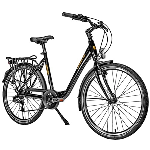 Vélos de villes : Velo Musculaire City Bike 26 Leader Fox domesta 2023 Femme Noir 7v Cadre alu 17 Pouces (Taille Adulte 165 à 173 cm)