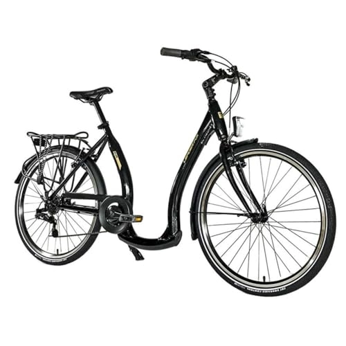 Vélos de villes : Velo Musculaire City Bike 26 Leader Fox EMA 2023 Femme Noir 7V Cadre ALU 19 Pouces (Taille Adulte 175 à 183 cm)