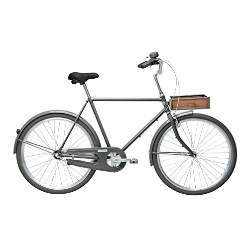 Vélos de villes : Velorbis Vélo confortable pour homme Urban Chic - 3 vitesses - Cadre de 22" avec porte-bagages avant (gris souris, 57 cm)