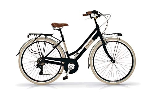 Vélos de villes : Via Veneto AIRBICI Bicyclette rétro pour Femme Cadre en Aluminium - Noir Mat