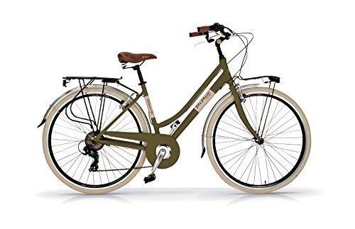 Vélos de villes : Via Veneto AIRBICI Bicyclette rétro pour Femme Cadre en Aluminium - Olive