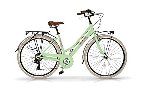 Vélos de villes : Via Veneto AIRBICI Bicyclette rétro pour Femme Cadre en Aluminium - Vert Clair