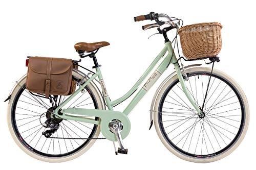 Vélos de villes : Via Veneto by Canellini Bici Vélo Citybike Byciclette CTB Femme Dame Vintage Retro Via Veneto Aluminium (Vert Clair, 46)