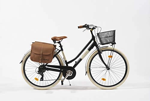 Vélos de villes : Via Veneto Vélo 615A pour femme, fabriqué en Italie, noir poudre de café.