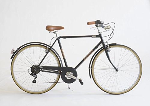 Vélos de villes : Via Veneto Vélo Condorino pour homme, fabriqué en Italie, taille du cadre 54, noir poudre de café