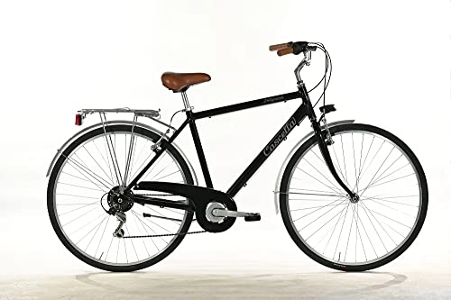 Vélos de villes : Vélo 28 CASCELLA POLYGNANO CITYBIKE pour homme 6 V aluminium noir fabriqué en Italie