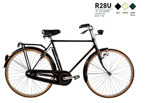 Vélos de villes : Vélo 28 R, pour homme, frein à tringles, fabriqué en Italie, Homme, Noir , 55 cm