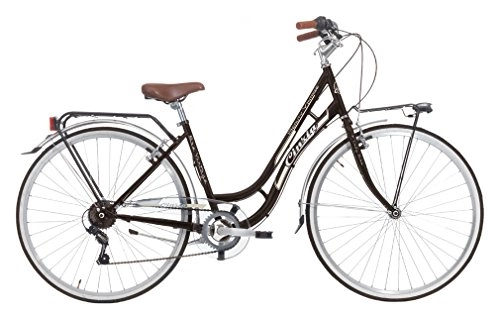Vélos de villes : Vélo Cicli Cinzia Beauty pour femmes, cadre en acier, 6 vitesses, pneu 28", taille 45 (Noir, H 45)