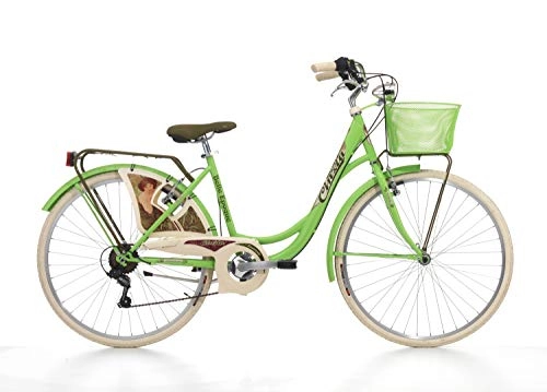 Vélos de villes : Vélo Cicli Cinzia Belle Epoque pour femmes, cadre en acier, 6 vitesses, pneu 26", taille 44 (Vert Pomme, H 44)