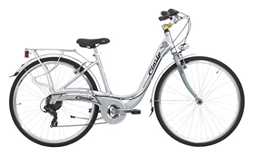 Vélos de villes : Vélo Cicli Cinzia Sfera pour femmes, cadre en aluminium, 7 vitesses (Argent Mat, 26" - taille 44)