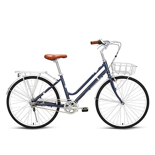 Vélos de villes : Vélo confortable femmes de 26 pouces à 3 vitesses, vélo de ville en alliage d'aluminium antirouille avec guidon vitesse variable et siège confortable, pour conduite plein air et shopping, Dark blue