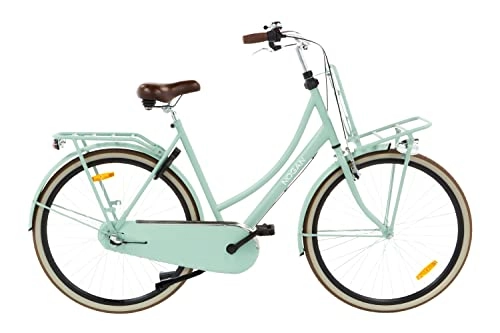Vélos de villes : Vélo de transport Nogan Vintage | Vélo femme | 3 vitesses | 28 pouces - 50 cm | Pour longueur 1, 59 m - 1, 78 m | Vert clair | Avec porte-bagages avant