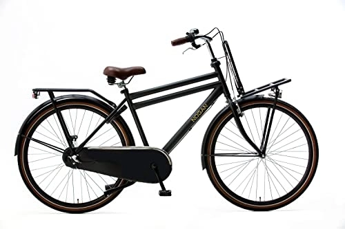 Vélos de villes : Vélo de transport Nogan Vintage | Vélo homme | 3 vitesses | 28 pouces - 57 cm | Pour longueur 1, 74 m - 1, 95 m | Noir mat | Avec porte-bagages avant