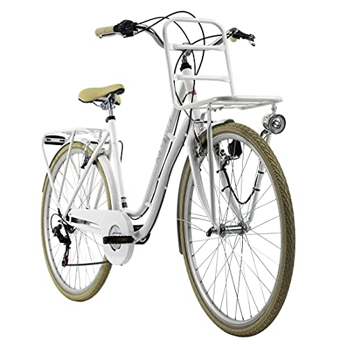Vélos de villes : Vélo de Ville 28'' Swan Blanc Porte-Bagages Avant TC 51 cm KS Cycling