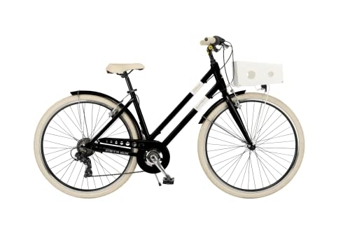 Vélos de villes : Vélo femme Milan 28 6 V Cadre aluminium taille 46 noir poudre