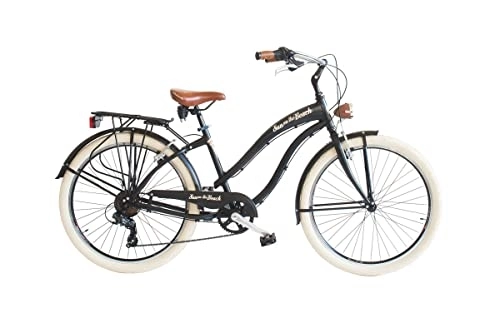 Vélos de villes : Vélo femme SUNONTHEBEACH 26 6 V. Cadre aluminium taille 43 noir
