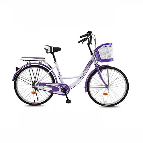 Vélos de villes : Vélo Féminin, Vélo De Ville, Vélo Rétro, 26 Pouces, Une Seule Vitesse, Déesse Pourpre (Color : Purple)