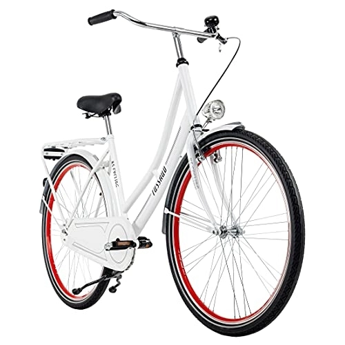 Vélos de villes : Vélo hollandais Dame 28'' Tussaud Blanc-Rouge TC 49 cm KS Cycling