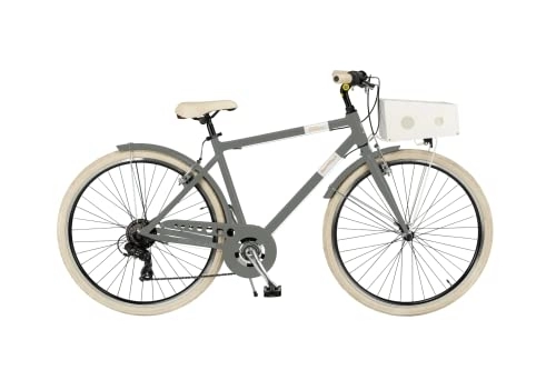 Vélos de villes : Vélo homme Milan 28 6 V Cadre aluminium taille 50 gris