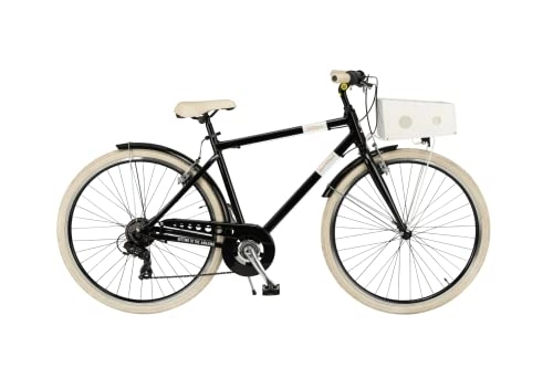 Vélos de villes : Vélo homme Milan 28 6 V Cadre aluminium taille 54 noir poudre