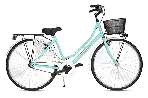 Vélos de villes : Vélo pour femme de marche hollandais taille 26 vélos de ville vintage rétro avec panier turquoise