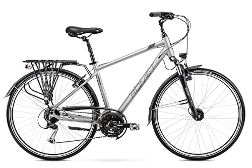 Vélos de villes : Vélo Romet Trekking Citybike ctb aluminium shimano alivio royal Wagant 5 (L, Argent)