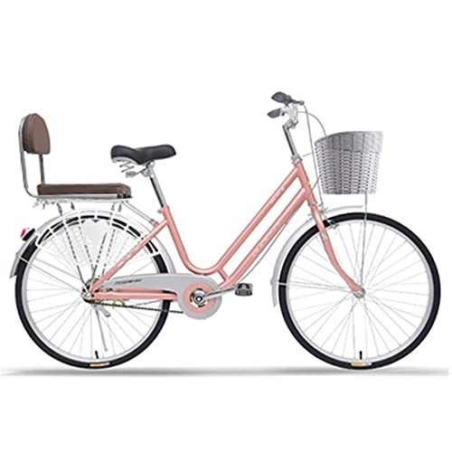 Vélos de villes : Winvacco Vélos Cruiser, avec Panier et Porte-Bagages arrière, vélo pour Femme, vélo de Ville, rétro, Vintage, Pink-24inch
