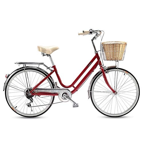 Vélos de villes : WOF Vélo de Banlieue Urbain - vélo de Ville en Aluminium, vélo rétro de Style hollandais avec Panier adapté aux étudiants Masculins et féminins Shopping vélo de Scooter, vélo de Voyage en Bord de mer