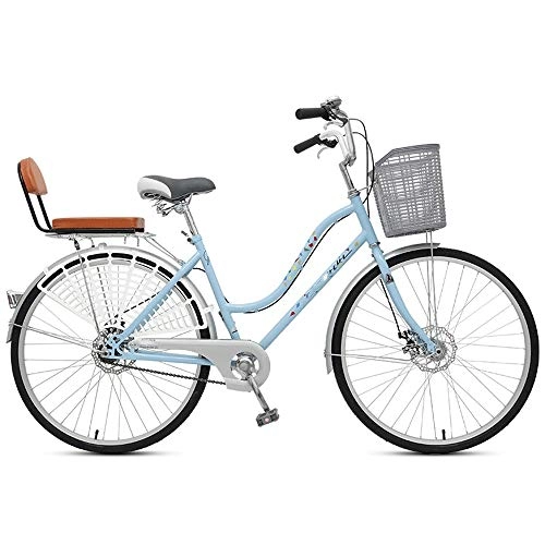 Vélos de villes : WOF Vélo for Femmes, vélo de Ville en Aluminium, vélo rétro de Style néerlandais avec Panier adapté aux étudiants Masculins et féminins Shopping vélo de Scooter, vélo de Voyage en Bord de mer