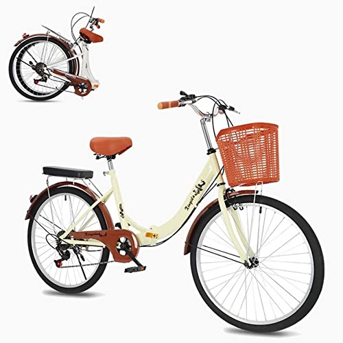 Vélos de villes : ZWHDS Vélo Cruiser pour Femme, vélos de Route 24 Pouces avec paniers et siège arrière Vélo rétro Classique Vélo de Banlieue à 6 Vitesses Cadre en Acier à Haute teneur en Carbone （Spot européen）