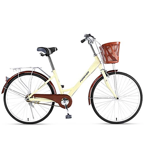 Vélos de villes : ZZD Vélo Confortable pour Femmes en Alliage d'aluminium de 24 Pouces, vélo de Ville, Coussin Confortable Absorbant Les Chocs et pneus épais, pour la Conduite en Plein air