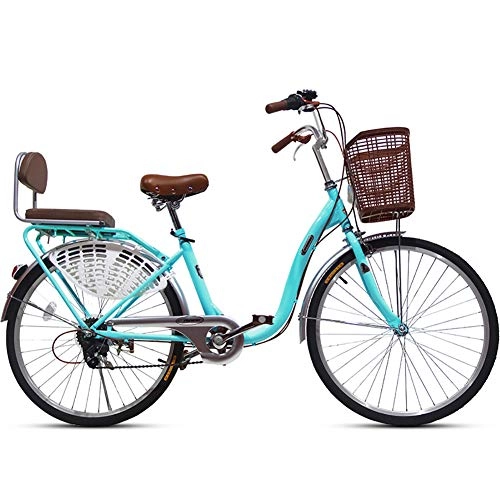 Vélos de villes : ZZD Vélo de Confort pour Hommes et Femmes pour Hommes et Femmes, vélo de Ville en Acier au Carbone à 6 Vitesses, avec Panier Avant, pour Le Travail et Le Cyclisme en Plein air