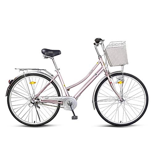 Vélos de villes : ZZD Vélo de Plage pour Femmes de 26 Pouces, vélo de Ville Confortable à 3 Vitesses en Alliage d'aluminium avec éclairage de Voiture et Guidon antidérapant, pour Aller au Travail