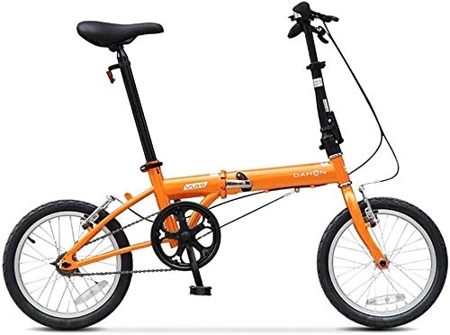 Vélos pliant : 16" Mini Vélos pliants, adultes Hommes Femmes étudiants Poids léger vélo pliant, haute teneur en carbone cadre en acier renforcé de banlieue de bicyclette (Color : Orange)