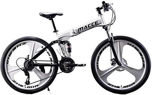 Vélos pliant : 24 Pouces Pliable Sport 3 Cutter Wheel 21 Vitesses Shimano dérailleur avec Frein à Disque Vélo vélo Pliant en Acier au Carbone Vélo de Jeunesse-Blanc