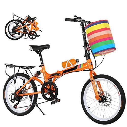 Vélos pliant : AMEA Absorption des Chocs 20 Pouces Vélos Pliants, Vitesse Variable vélo à Double Frein à Disque vélo Pliant, vélo étudiant et Adulte, Orange