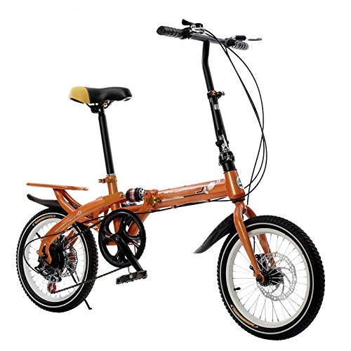 Vélos pliant : AMEA Vélo Pliant à Vitesse Variable de 14 / 16 Pouces, Freins à Double Disque Vélos Pliants pour Hommes et Femmes vélos de Montagne à Amortisseur pour Enfants, Orange, 16