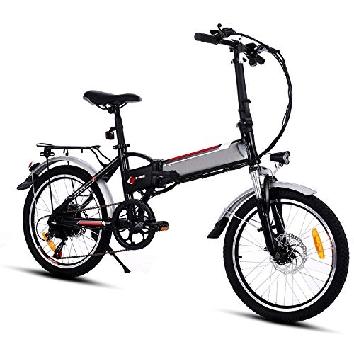 Vélos pliant : ANCHEER E-Bike Pliable 20" Vélo électrique Poignée et siège réglables Batterie au Lithium Amovible 36V / 8AH Shimano à 7 Vitesses 3 Modes de Conduite Charge maximale:120kg Noir