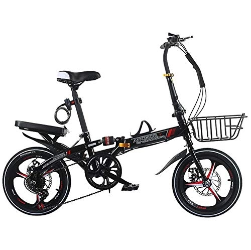 Vélos pliant : AOHMG Velo Pliable léger Adulte Vélo Pliant, 6- Vitesses Cadre renforcé pour siège Ajustable, Black_20in