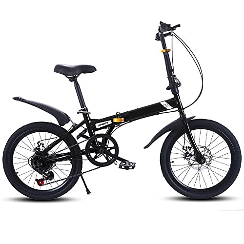 Vélos pliant : ASPZQ Vélos Pliants, Mini Portable De 20 Pouces Bike Bike 6 Speed ​​Mountain Vélo pour Hommes Femmes-Étudiants Et Navetteurs Urbains, Noir