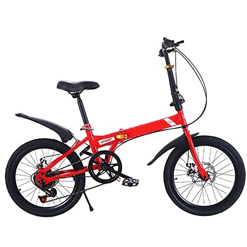 Vélos pliant : ASPZQ Vélos Pliants, Mini Portable De 20 Pouces Bike Bike 6 Speed ​​Mountain Vélo pour Hommes Femmes-Étudiants Et Navetteurs Urbains, Rouge