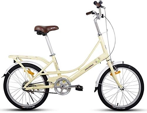 Vélos pliant : AYHa Adultes 20" Vélos pliants, Poids léger pliant vélo avec arrière Rack Carry, monovitesse pliable compact de vélos, cadre en alliage d'aluminium, Jaune clair