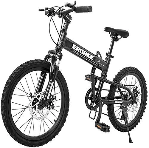 Vélos pliant : AYHa Enfants pliant de vélo de montagne, 20 pouces 6 vitesses Frein à disque Poids léger de vélo pliant, cadre en alliage d'aluminium pliable vélo, Noir