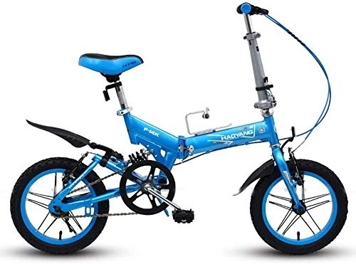 Vélos pliant : AYHa Hommes Femmes Vélo pliant, 14 pouces Mini pliable Vélo de montagne, portable léger haut en acier au carbone cadre renforcé vélo de banlieue, Bleu