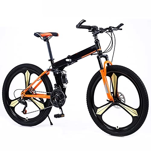 Vélos pliant : Bewinch Vélo Pliant 24 / 27 Vitesse De Montagne Vélo De 26 Pouces 3-ASSOLE MTB Dual Suspension Vélo Adulte Étudiant Extérieur Sport Vélo, Orange, 27 Speed